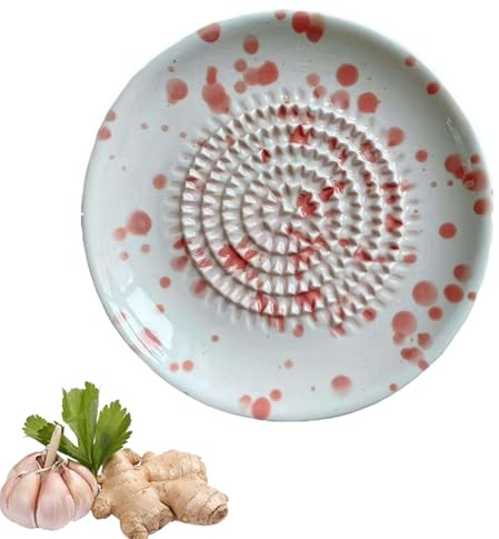 Ceramic Garlic Grater Plate, Natural Grinder, Decorative Mincer for Ginger, Garlic, Onion, Cheese, Hand Dish Micro-Grating Surface for Garlic,Dishwasher Safe Kitchen Gadget