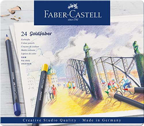 Faber-Castell 114724 - Farbstifte mit permanenter Ölkreidemine Goldfaber, 24er Set