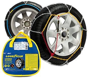 Goodyear Set of 2 x 9 mm Metallic Car Snow Chains Size 110 with Automatic Tensioner