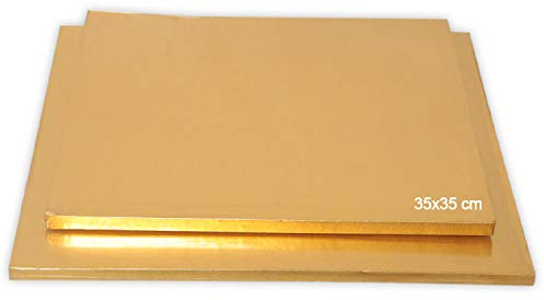 Tortenunterlage |Cake Board Drum |Tortenplatte & Kuchenplatte |Eckig Quadratisch (Gold)