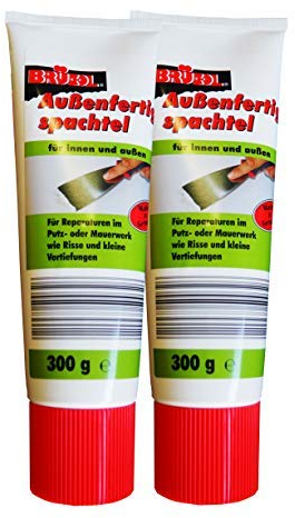 2 x Brücol Außenfertigspachtel 300g, Spachtel-Masse, Reparatur-Spachtel, Putz