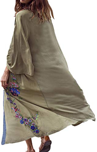 L-Peach Femme Été Cardigan Kimono Robe de Plage Paréo pour Maillot de Bain Bikini Coverups