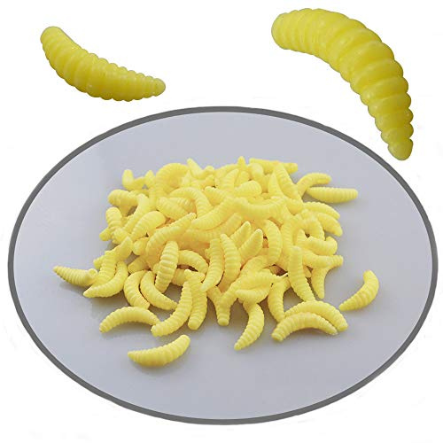 Senven Ver Artificiel, Silicone Doux Biomimetic Leurres Ver Leurres de pêche Simulation vers Rouges en Plastique Vert Environnement Fort Tentation Appât Faux - Beige 100Pcs