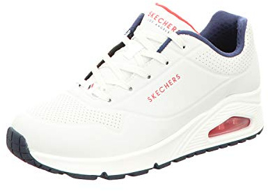 Skechers UNO STAND ON AIR dam Sneakers, White Durabuck/Navy & Red Trim, 38 EU