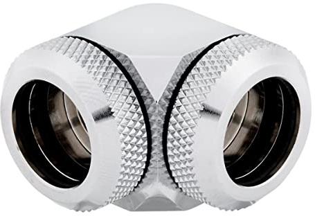 Corsair Hydro X Series XF Hardline 90 Degree 14mm OD Fittings, Twin Pack (Solid Brass Durability, Quality Finish, Double O-Ring Hardline Compression Design, Easy 12mm Diameter Tubing Fitting) Chrome