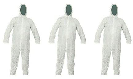 Bahob® 3 Pack Protective Disposable Overall Paper Boiler Suit Coveralls Protection Suit Elasticated hood, Cuffs and Ankles (3)