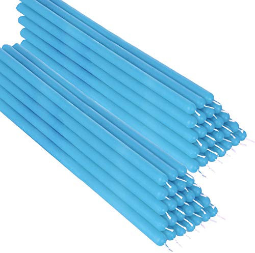 NKlaus 50x hellblau Paraffinwachs 26cm rußfrei Handarbeit Tafelkerzen Ritualkerze Tropfkerzen 36340