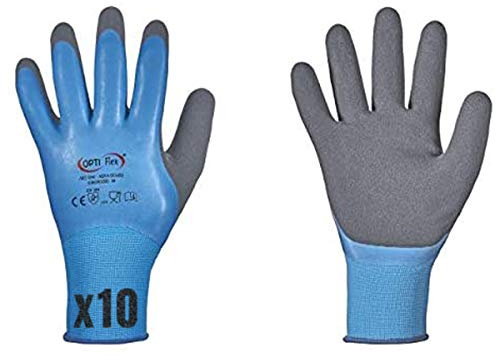 Optiflex HandschuhMan. Vollbeschichtete Arbeitshandschuhe Aqua Guard, wasserdicht lebensmittelgeeignet. Gr. 7-11 (7/S (10 Paar))