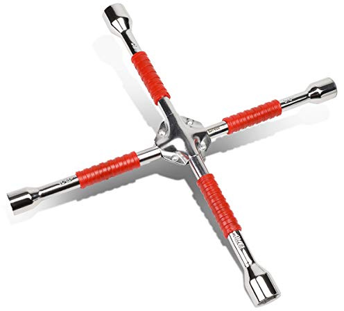 DNA MOTORING Tools-00099 Langlebiger 4-Wege-Kreuz-Gummigriffschlüssel, Auto-Reifenwechsel-Reparaturwerkzeug-Set