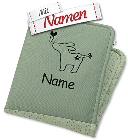 Sterntaler Emmilius Schmusedecke mit Namen bestickt, Wattierte Jungen Kinderdecke Babydecke Kuscheldecke, 75 x 100