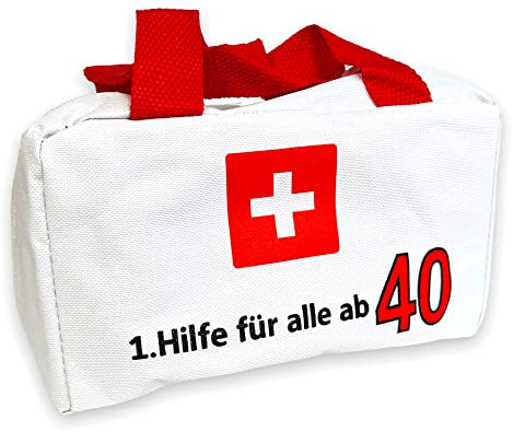 BUSDUGA 2956 Tasche 1.Hilfe FÜR ALLE AB 40 - Geschenkartikel 40.Geburtstag Erste Hilfe weiß