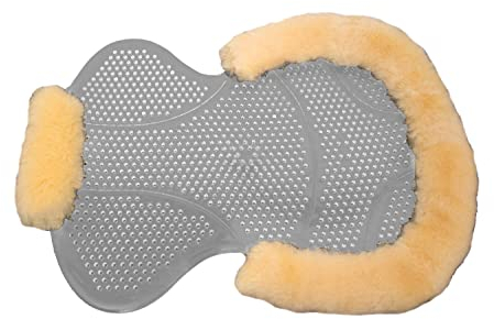 Engel Reitsport | Gel-Trim-TRA-MED | Gelpad Trim transparent | helles Gel Sattelkissen mit Lammfell Kranz | optimale Druckverteilung | Antirutsch | perforiert