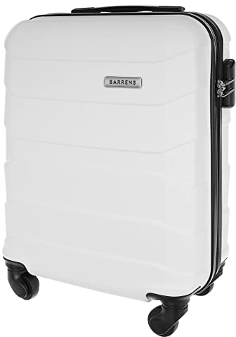 BARRENS Handgepäck Koffer Trolleys 55x40x20 cm Reisekoffer Hartschalenkoffer Cabin Size Suitcase Carry On Luggage Kabinenkoffer mit 4 Rädern Zahlenschloss Teleskopgriff Groß und Leicht (Weiß)
