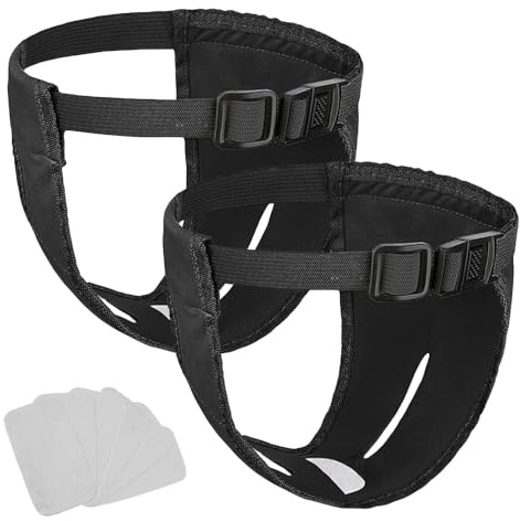 JVHLOV 2 Pack Hündinnen Läufigkeitshose, Wiederverwendbare Hundewindeln Hundehose, mit 6 Damenbinde Verstellbare Schutzhose, für Hündinnen Waschbare Schutzhose(S)