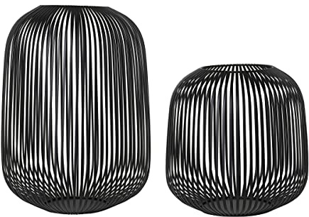 blomus Laterne Lito 2er Set | Farbe Schwarz | Größe M und L | Aus pulverbeschichtetem Stahl; Für stimmungsvolles Kerzenlicht