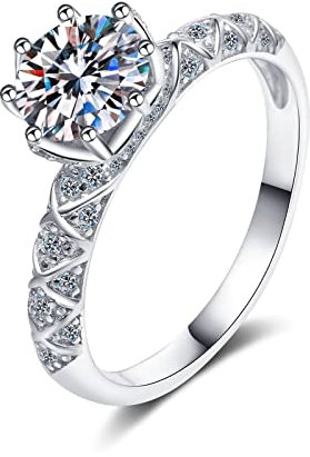 Aotiwe Damen Ring, Freundschaftsringe Beste Freundin Runde Form Silber mit 6.5mm Weiß Zirkonia 925 Silber Größe 57 (18.1)