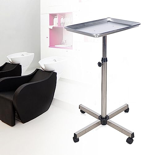 Carro de peluquería para salón de belleza, altura ajustable, carrito de aluminio con rueda de desplazamiento, soporte profesional para herramientas de salón de belleza