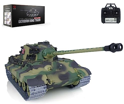 Wheelfun 2.4G Heng Long 1/16 7.0 Aggiornato Tedesco King Tiger RTR RC Serbatoio 3888A Binari Metallo Torretta Rotante Combattimento Infrarossi Barile Suono