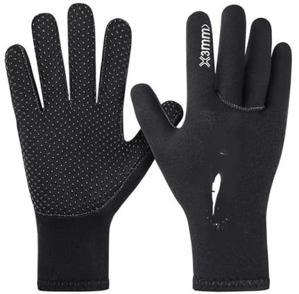 Tauchhandschuhe 3 mm 5 mm Neopren-Tauchhandschuhe halten warm for Schnorcheln, Paddeln, Surfen, Kajakfahren, Kanufahren, Speerfischen, Skifahren, Wassersport Neoprenhandschuhe ( Color : 3MM Diving Glo