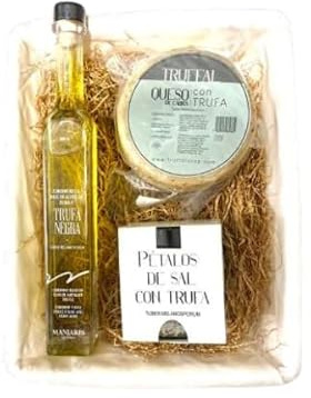 Lotes de Navidad Gourmet para Regalar con Aceite con Trufa, Paté, Embutido y Queso | Cesta 1 Degusta Teruel