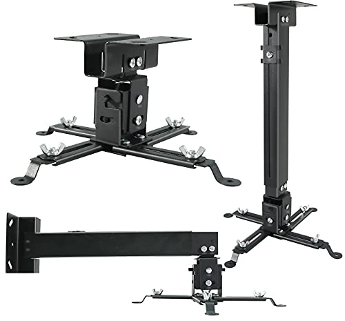 Homcine Projector Ceiling Wall Mount Adjustable Height from 11 to 13.7 Inches Bracket with Extendable Arms Low Profile Holder Hanger for Home Office Compatible with Epson Optoma Benq (Black)