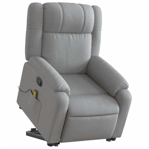 vidaXL Massagefåtölj med uppresningshjälp ljusgrå tyg, fåtölj, fåtölj med uppresningshjälp, reclinerstol, fåtöljer, fåtöljer med uppresningshjälp