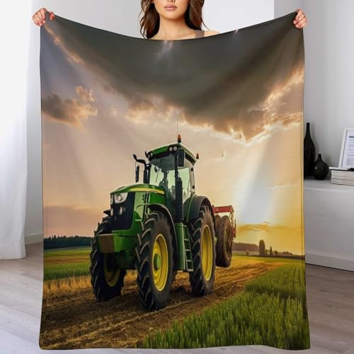 Fleecedecke Traktor, Kuschelweiche Flauschige Fleece Decke Für Couch, Sofa, Bett, Verdickte Warme Decke, Plüsch-Mikrofaserschläfchendecke,（150×200cm）