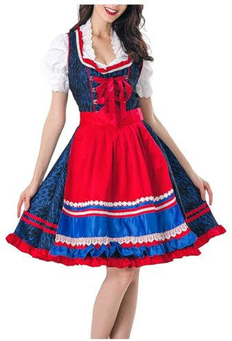 Trachten Damen Dirndl Midi Kostüm Oktoberfest Dirndl Kleid Mit Schürze Dienstmädchen Uniform Oktoberfest Outfit Halloween Kostüm Karneval Dirndl Mädchen