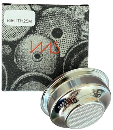 IMS B661TH25M B66 1T H25 M - Cesta de filtro de precisión para portafiltros de 54 mm, 6 a 9,5 g, 1 taza de espresso sencillo, H25, acero inoxidable, fabricado en Italia