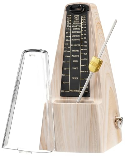 LPOKBHJ Metronom for Klavier, Gitarre, Schlagzeug, Violine, Mechanisches Metronom, Genaues Track-Beat-Tempo for Anfänger, Eschenholzmaserung