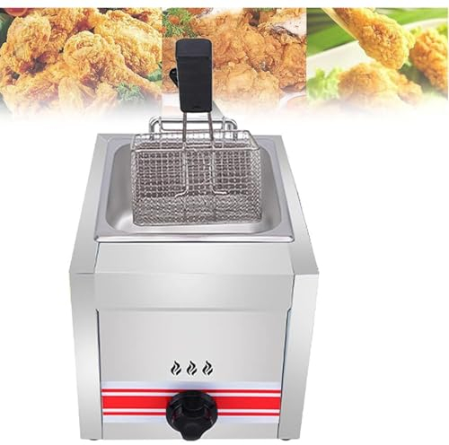 DHMYDPDZ Freidora De Gas, Freidoras Industriales, Freidora a Gas Comercial, Freidora De Cocina,10l/20l/30lencimera a Gas Profesional De Alta Capacidad,para Cocinar Alimentos,10L