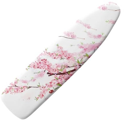 Treer 3D Bügelbrettbezug, Für 132-139cm x 33-40cm Bügelbrett, Ersatz-Bügelbrettbezug, Universeller Bügelbrettbezug Mit Schnallenriemen An Der Unterseite, Schmutzabweisender (Kirschblüte weiß)