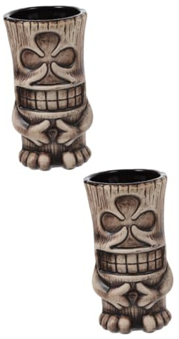 Ciieeo 2 Pièces tasse tiki Verre de décoration Verre de lait décoratif tasse à cocktail hawaïenne verres tiki coupe à vin verres à cocktails de barre de lunettes céramique
