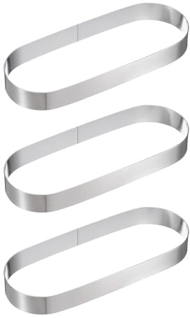 uxcell 3pcs Oval Cake Rings 6.8 x 3 Inch Stainless Steel Cake Pastry Molds Nonstick Baking Ring for Cake Dessert Molding, Mousse Pastries Making, Silver Tone