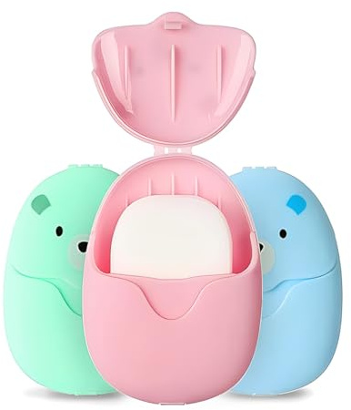 UEAVOID 150 Hojas Mini Papel de Viaje, Papel Jabón, Jabón de Papel, Jabón Portátil con Caja de Plástico, para Viajes Campamento Al Aire Libre Senderismo - Pequeño y Ligero para Llevar