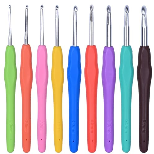 OWLMATE 9 Stück Häkelnadel Set, Häkelnadeln Set, Crochet Hook, Inklusive Maschenmarkierern - Perfekt Für Anfänger Und Erfahrene Häkelliebhaber