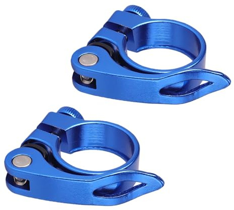 SHUOHONG 2 Pièces Collier de Selle de Vélo 31,8 Mm, Antivol Selle Velo, Pince Selle Velo en Alliage D'Aluminium à Dégagement Rapide pour Vélo, Accessoires de Vélo pour Vtt, Vélo de Route (Bleu)