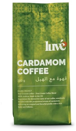 Luve Cardamom Ground Coffee 200g – Speciality Spiced 100% Arabica – Fresh Roasted UK – Premium Aromatic Blend with Real Cardamom – Exotic Flavour & Smooth Finish