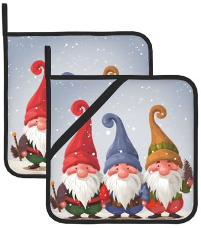 2 presine per cucina resistenti al calore presina gnomi invernali di Natale cuscinetti caldi per controsoffitti forno presina per cottura cottura cucina tappetino caldo sottopentola 20,3 cm cuscinetto