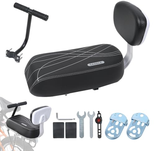 Auwey Kids Bike Seat Bike Rear Seat Cushion with Backrest Comfortable Bicycle Passenger Saddle with Handlebar, Child Bicycle Rear Seat Cushion Footrests,Back Seat for Over 5 Years Old Kids or Adults