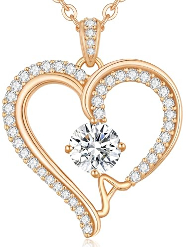 CDE Kette Damen mit Buchstabe Anhänger Herz Anhänger | Geschenk für Weihnachten Valentinstag Muttertags Geschenk Hochzeit Jubiläum Geburtstag Frau Freundin Mama