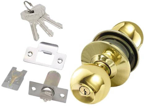 Hoement Stainless Steel Spherical Lock for Door Practical Home Door Knob Lock Key for Interior Security