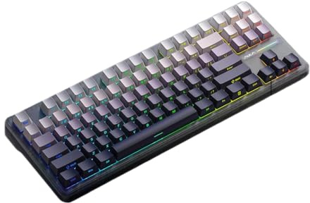 DIWUCXCA Tastiera meccanica wireless in modalità TRI 87 Chiave RGB Struttura di guarnizione PBT retroillumina(Black and Purple)