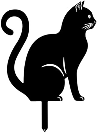 Katzenfigur Gartendeko, Eisen Katzenform Statue Katze Rasen Garten Dekoration Ornament Gartenstecker Metall Katze Gartenstecker Schwarz Katzenpfähle Für Garten Rasen Terrasse Balkon Wohnkultur