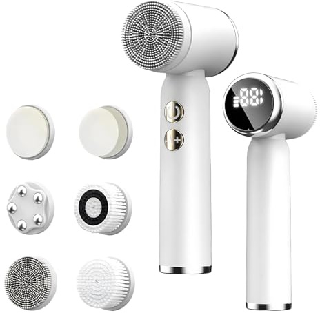 TECKZOON Brosse électrique 6 en 1 pour le Visage, 3 Modes 6 Brosses Nettoyage en Profondeur des Pores, Brosse Nettoyante Rechargeable et étanche pour Tous Types de Peau