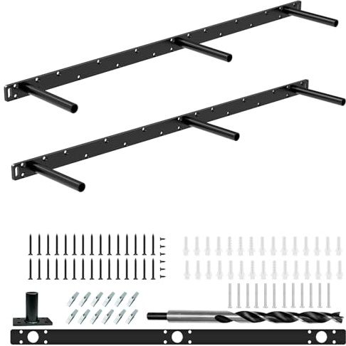 2pcs Floating Shelf Bracket, 34 Heavy Duty Hidden Shelf Brackets Hardware, Solid Steel Support Rods with Tools, Wall Mounting Invisible Floating Shelves Bracket for Kitchen, Living Room