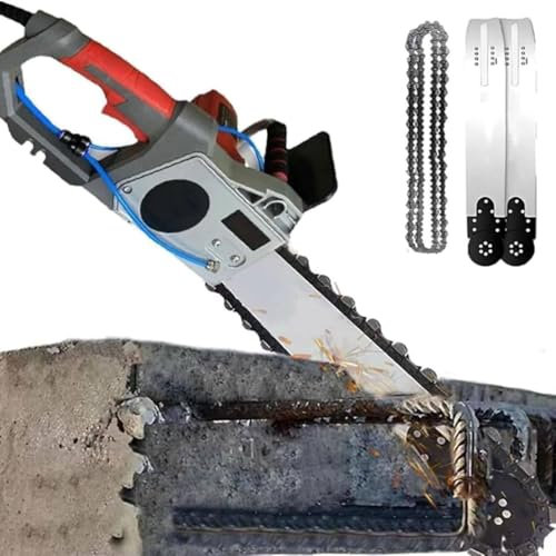 Electric Concrete Saw, Handheld Chainsaw Wall Cutter for Efficient Wet Wall Groove Cutting, Includes Multiple Chains and Guide Bars