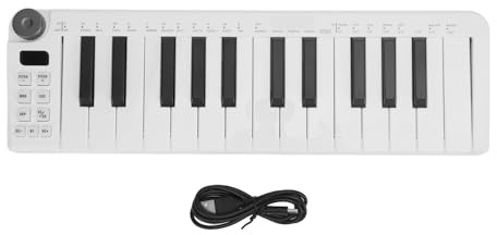 Controlador de teclado MIDI 25 Teclas sensibles de fuerza Herramienta de producción de música inteligente inalámbrica portátil de USB para músicos de estudio en casa ABS NEGRO