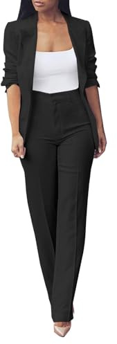 Vestito Cerimonia Donna Taglie Forti Set Due Pezzi Eleganti Manica Lunga Tailleur Da Lavoro Casual Oversize Complete Ufficio Giacche E Pantalone Completo Da Cerimonia Comoda Per Matrimoni E Feste
