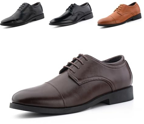 Hitmars Zapatos Derby Hombre Oxfords Cordones Cuero Patente Traje Clásicos Formales Zapatos Vestir Brogue Negocios Boda Casuales Fiesta Negro Marrón EU 39-47